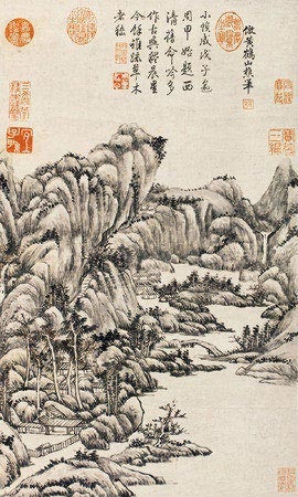黃山 肉筆 掛軸 精品山水畫 黄秋園〉『山水』 中国画家 中國書画（肉筆掛軸：描かれた物）設