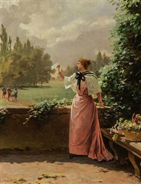 油絵 Louis Emile Adan_ニンフの愛 MA2618 ホビー、カルチャー 美術品 ...