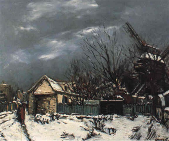 Montmartre, le Moulin de la Galette sous la neige by Alphonse Léon