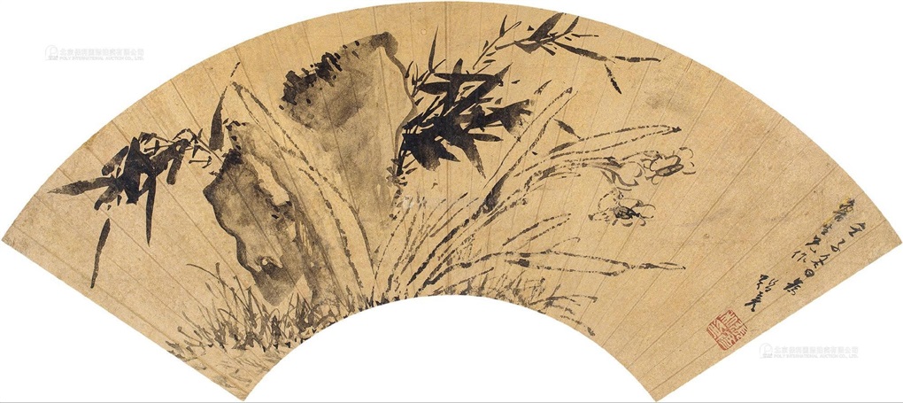水墨兰竹扇面水墨金笺by Zhang Yan on artnet