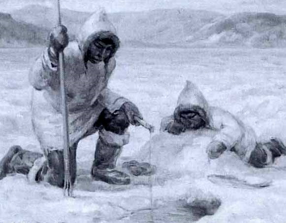 Eskimos ice fishing by Adam Sherriff Scott on artnet