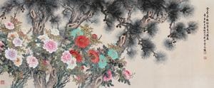 牡丹松柏 Peony and pine by Zhang Shaoshi on artnet