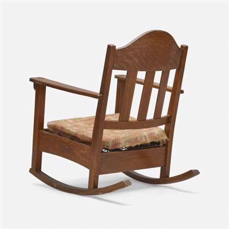 Ebon-Oak inlaid rocking chair by Charles P. Limbert Co on artnet