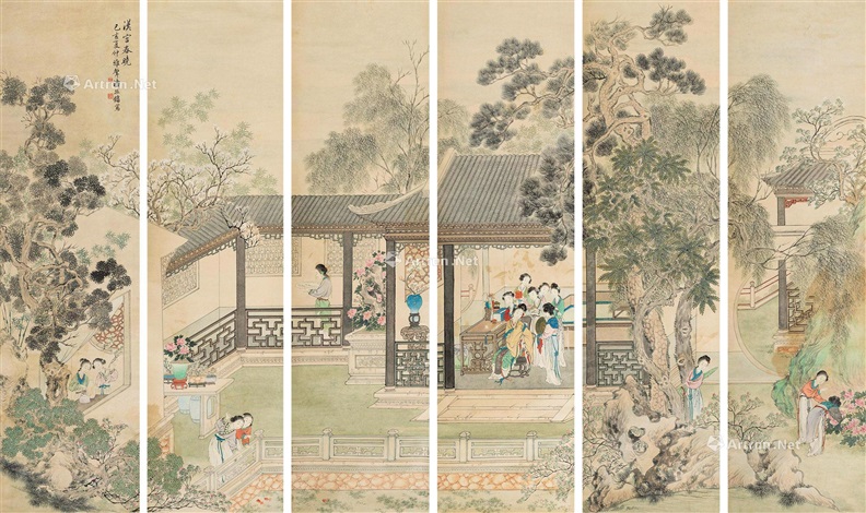 汉宫春晓通景立轴设色纸本by Pan Zhenyong on artnet
