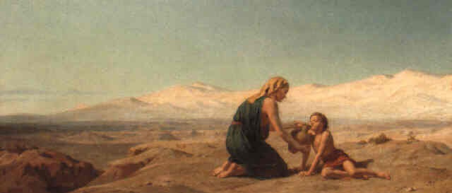 Hagar and Ishmael in the desert by Frederick Goodall on artnet