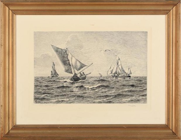 Two seascapes with fishing boats by Carl Ludvig Thilson Locher on artnet