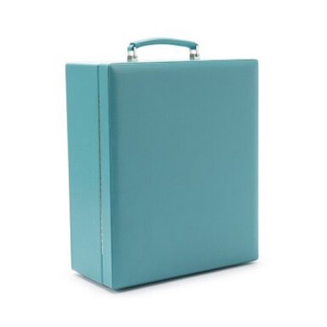 Tiffany Co. Blue Leather Champagne Travel Trunk Silver