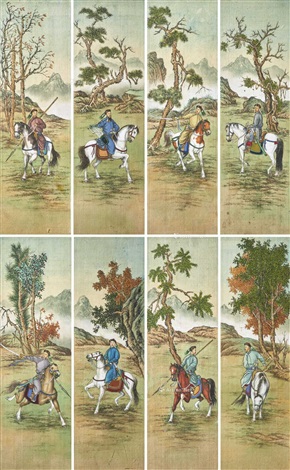 八骏武功图屏风by Anonymous-Chinese on artnet