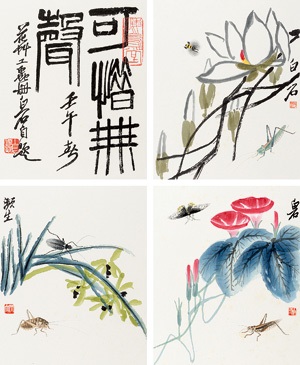 可惜无声·花鸟工虫册》（木板水印） 设色纸本by Qi Baishi on artnet