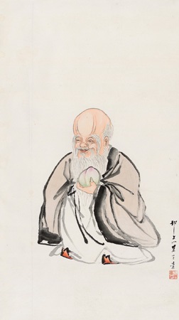 南极仙翁立轴设色纸本Figure by Wang Su on artnet