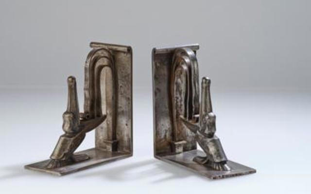 Edgar Brandt France, 18801960, a pair of book ends with stylised