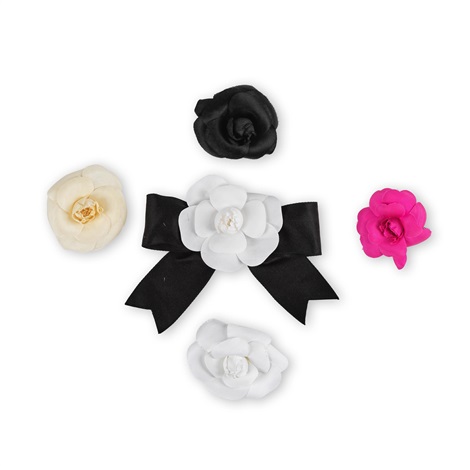 Broche Camélia DIY En Cuir - Noir, Blanc, Or - Neuf Sans Emballage