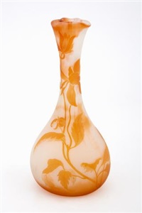 Gallé Acid-Etched Floral Decorated Cameo Glass Vase, 1900