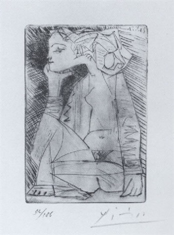 Femme assise en tailleur Geneviève Laporte by Pablo Picasso on artnet