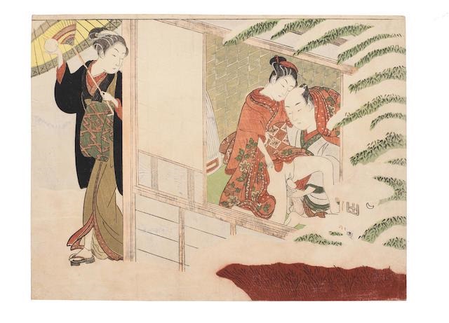 A chuban yoko-e shunga print from an untitled series by