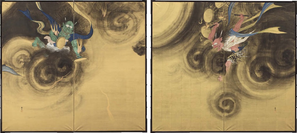 風神雷神二曲一双屏風by Manshu Kawamura on artnet