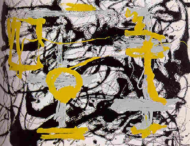 Number 12A, 1948 Yellow, gray, black by Jackson Pollock on