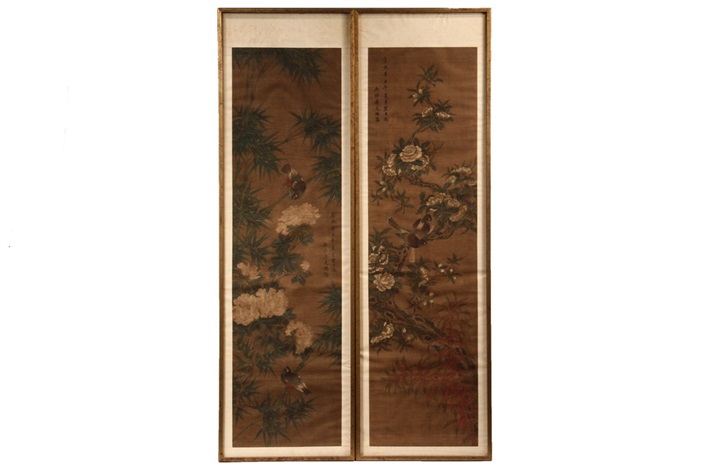 Qing Dynasty, Emperor Kangxhi Imperial Scrolls on Silk of Birds on