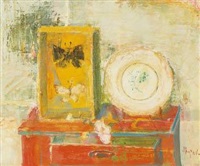Shimada Shozo、卓上静物、希少画集画、高級額装 Shimada Shozo、卓上静物、希少画集画、高級額装