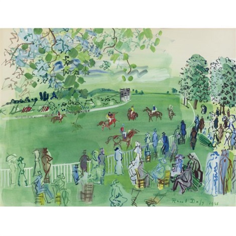 ラウル・デュフィ　LE CHAMP DE COURSES A ASCOT Le champ de courses à Ascot by Raoul Dufy on artnet
