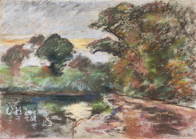 Camille Pissarro、L'ETANG DE MONTFOUCAULT Image of The Pond at Montfoucault; L'Etang de Montfoucault