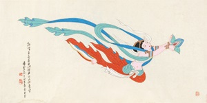飞天供养像镜心设色纸本by Pan Jiezi on artnet