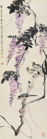 花鸟立轴设色纸本by Zhang Zhengyin on artnet