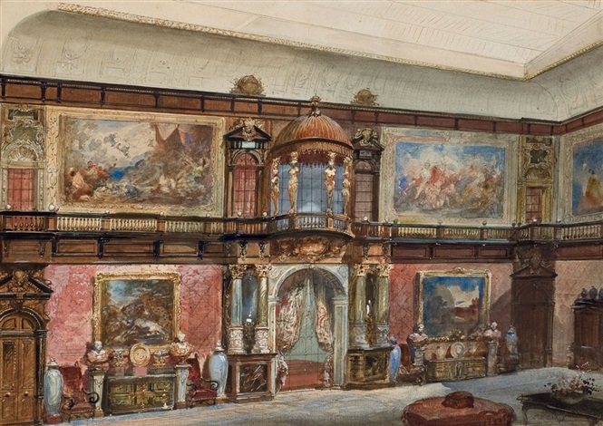 Le Grand Hall du château de Ferrières by Eugène Louis Lami on artnet