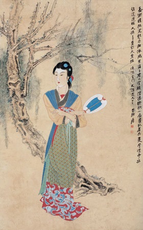 张大千 纨扇仕女 立轴 by Zhang Daqian on artnet