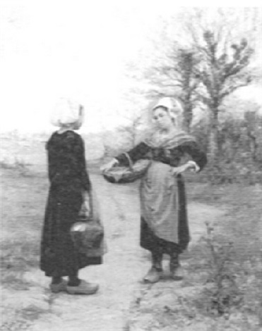 Two young girls by Eugène Labitte on