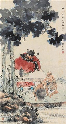 钟馗醉酒立轴设色纸本by Shen Zicheng on artnet