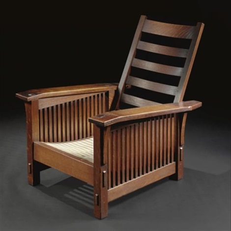 Slant arm spindle Morris chair model no. 369 by Gustav Stickley