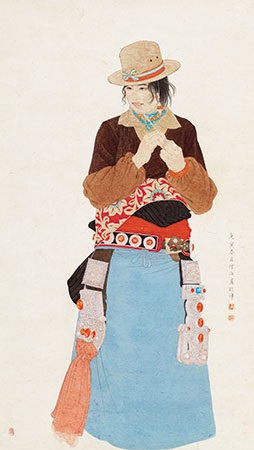 藏女镜片设色纸本by Chen Zhi on artnet