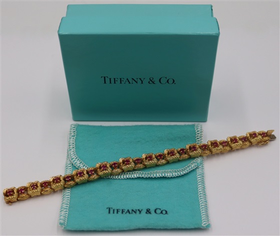 JEWELRY. Vintage Tiffany Co. 18kt Gold and Colored Gem Bracelet