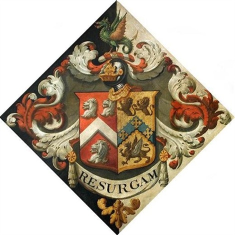 An armorial hatchment, with the coat of arms of John Berkeley Monck of