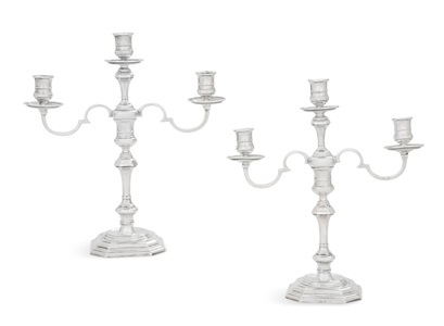 pair of english sterling silver candelabra by adie brothers (co.)