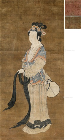 明代仕女 框 绢 by Chinese School on artnet