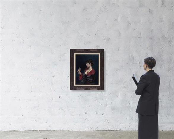 Woman with shellfish 貝を持つ女 by Tetsuya Mishima on artnet