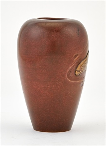 A Hand Hammered and Patinated Bronze Vase A Hand Hammered and Patinated Bronze Vase