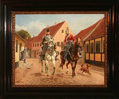 The Danish General Olaf Rye with a prisoner in the streets of Århus ...