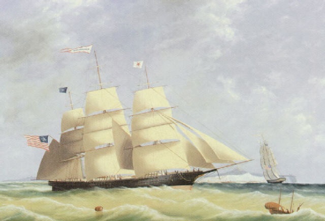 American clipper ship Ringleader off the white cliffs of Dover by ...