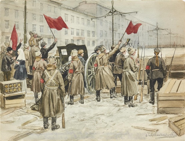 A set of 26 depictions of scenes from the Russian revolution by Ivan ...