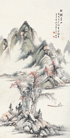 掛軸　紅樹青山 红树青山立轴设色纸本by Yao Shuping on artnet