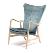 A Beech Highback Easy Chair Upholstered In Seat Back And Loose A Beech Highback Easy Chair Upholstered In Seat Back And Loose Cushion With Petrol