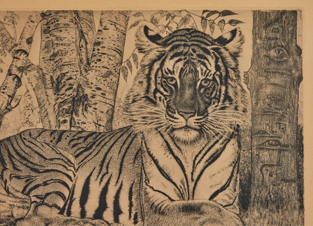 Reclining tiger Lamav tiiger by Eduard Wiiralt on artnet