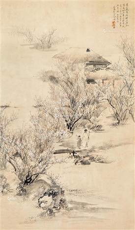 访友图 访友图设色纸本 立轴by Zheng Wenzhuo on artnet