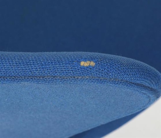 Syveren, Six chromed steel chairs, seat and back upholstered with blue ...