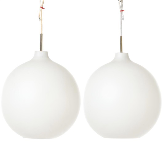 Pair of Frosted Opal Glass Light Pendants Pair of Frosted Opal Glass Light Pendants