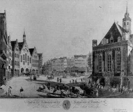 Ansicht des Römerberges mit der Nikolaikirche zu Frankfurt am Main by