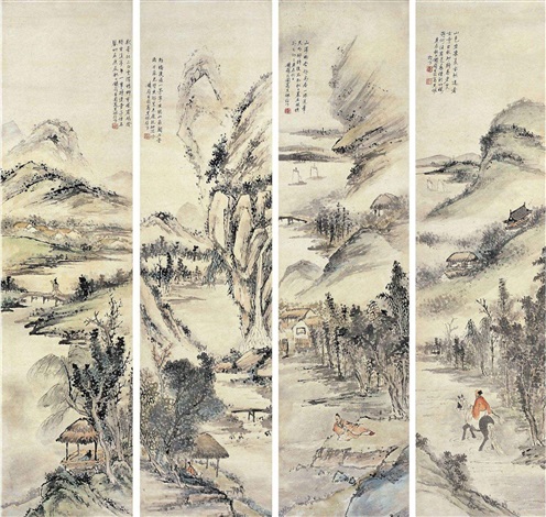 指墨山水人物 by Gao Qipei on artnet 